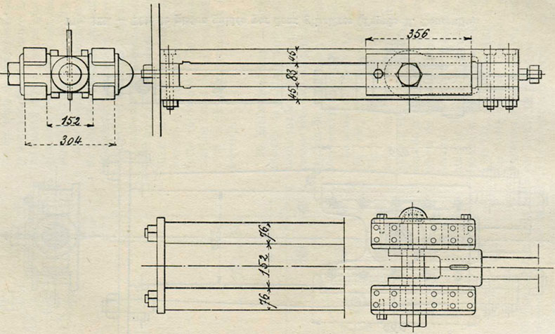 Fig. 124. - Tête de piston guidée par quatre glissières (d’après M. Demoulin).
