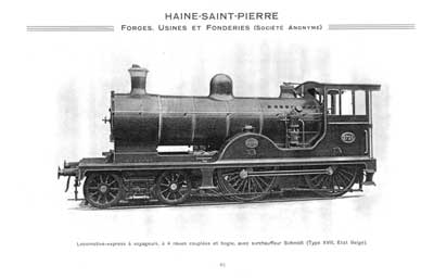 <b>Locomotive-express à voyageurs, à 4 roues couplées et bogie, avec surchauffeur Schmidt</b><br>(Type XVIII, Etat Belge)